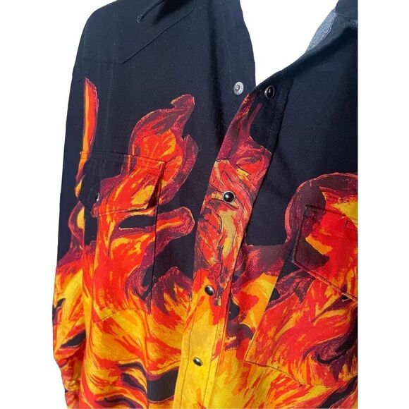 Wrangler Men's Western Bull Flame Vintage Long Sleeve Button-Down Shirt Large - Picture 10 of 11